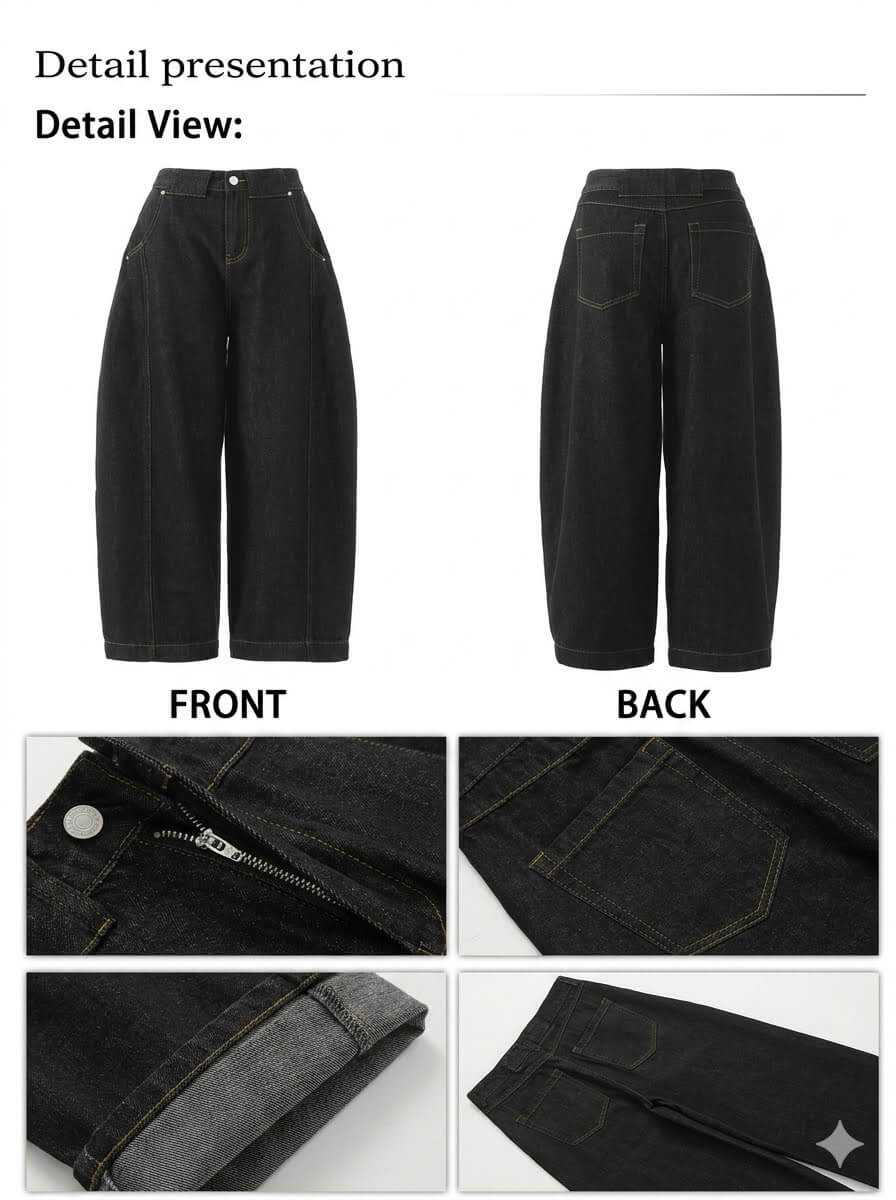 Vintage High Waist Wide-Leg Jeans - Women's Oversized Floor Length Denim, Harajuku Aesthetic Baggy Pants, Retro Streetwear Trousers