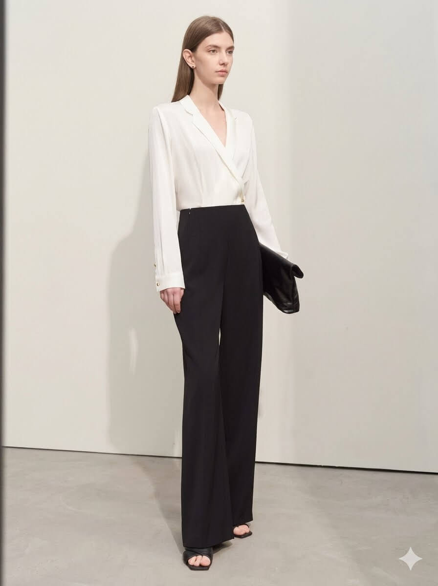 Minimalism 2026 Summer Wide-Leg Pants - Women's Premium Straight Basics, Solid Full-Length Casual Trousers, Chic Minimalist Wardrobe Essential