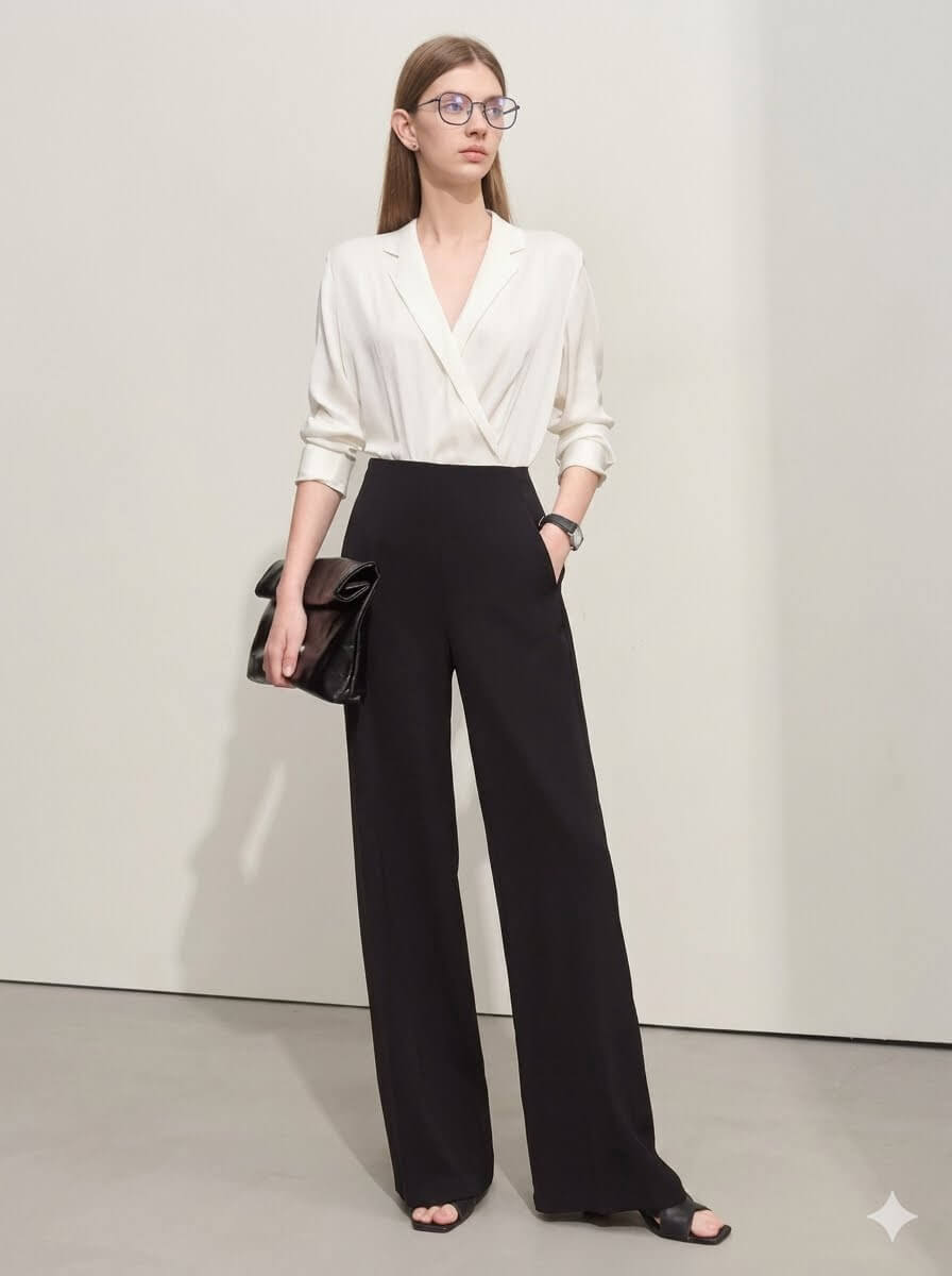 Minimalism 2026 Summer Wide-Leg Pants - Women's Premium Straight Basics, Solid Full-Length Casual Trousers, Chic Minimalist Wardrobe Essential