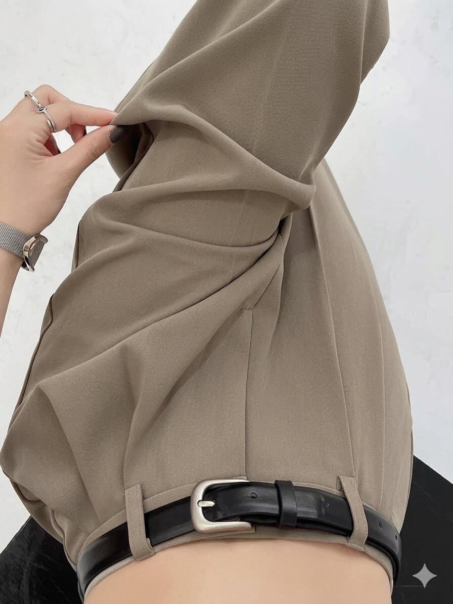 High-Waisted Wide Leg Suit Pants - Women's Elegant Office Trousers with Belt, Chic Black Straight Slacks, Sophisticated Workwear 2026