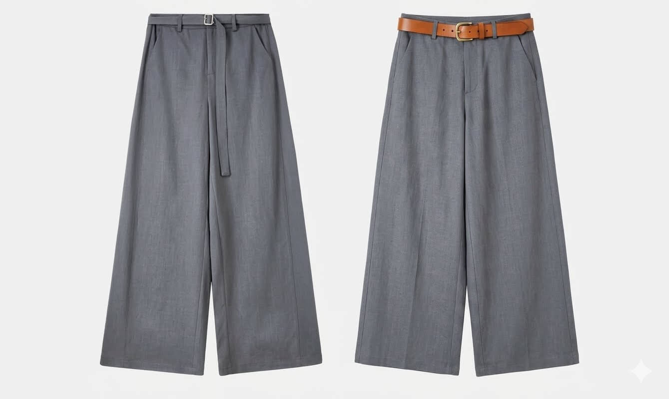 Premium Lyocell Wide-Leg Pants - Women's Breathable Summer Business Trousers with Belt, Solid Drapey Full-Length Slacks
