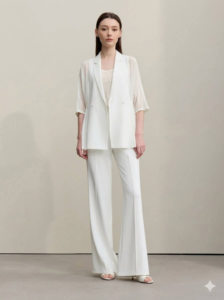 2026 Summer Wide-Leg Pants - Women's High-Waisted Pin Tuck Cutout Trousers, Comfort Elastic Waist Loose Fit Office Slacks