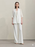 2026 Summer Wide-Leg Pants - Women's High-Waisted Pin Tuck Cutout Trousers, Comfort Elastic Waist Loose Fit Office Slacks