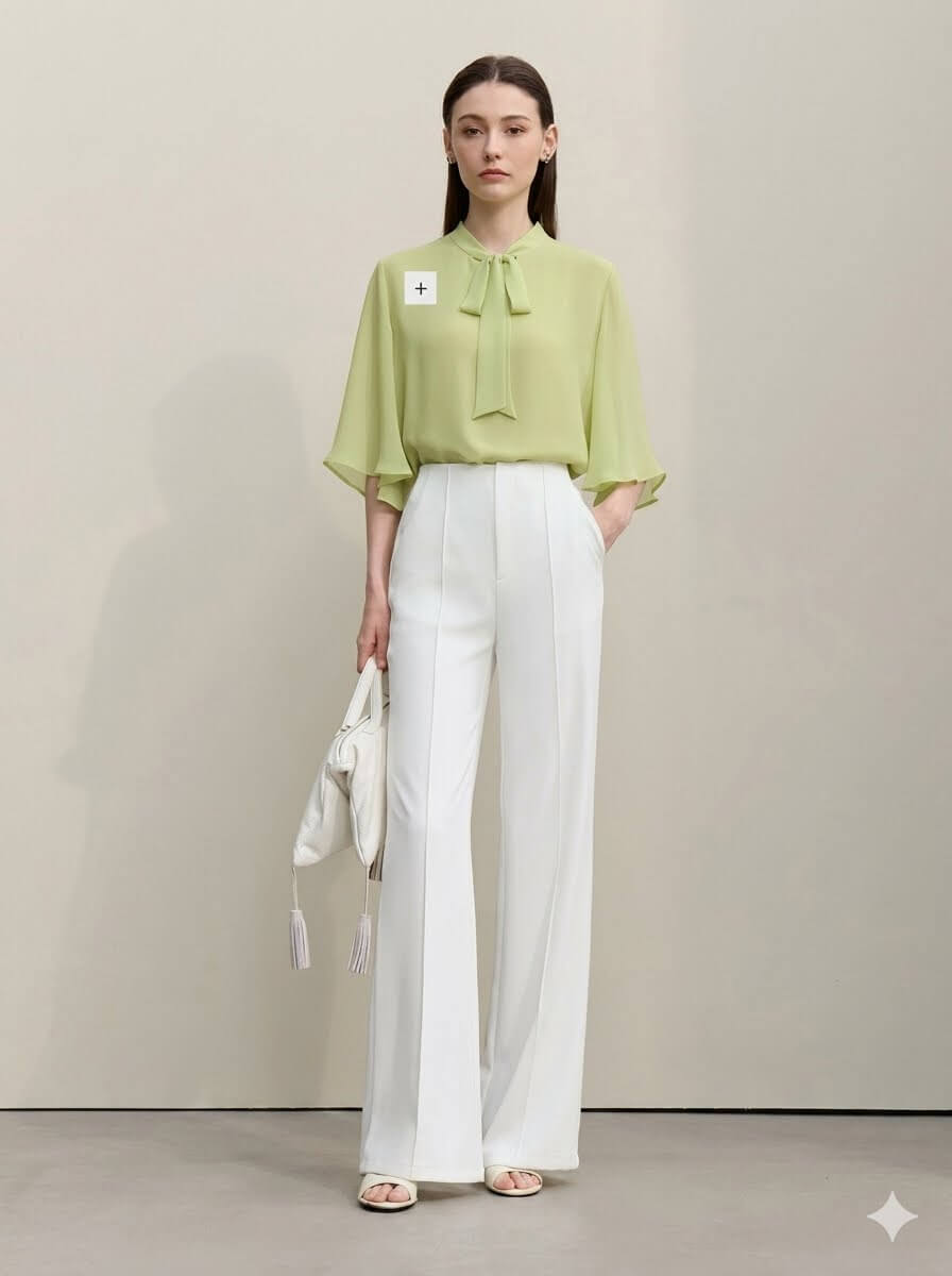 2026 Summer Wide-Leg Pants - Women's High-Waisted Pin Tuck Cutout Trousers, Comfort Elastic Waist Loose Fit Office Slacks