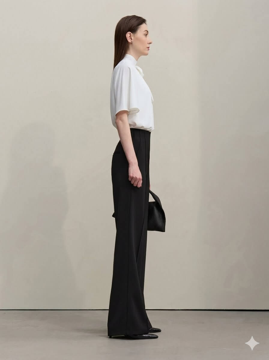 2026 Summer Wide-Leg Pants - Women's High-Waisted Pin Tuck Cutout Trousers, Comfort Elastic Waist Loose Fit Office Slacks