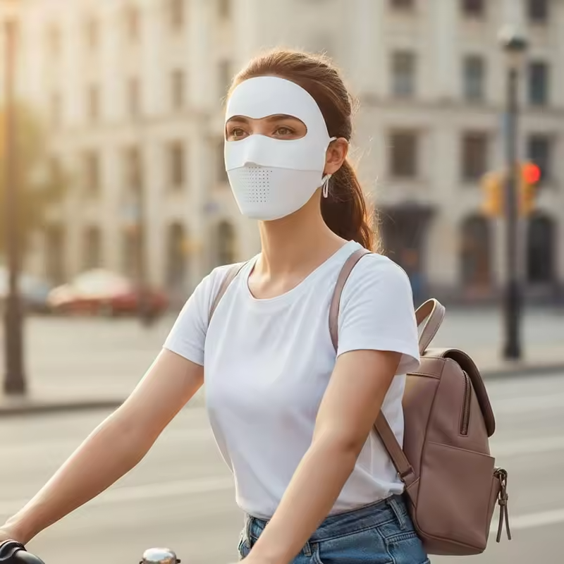 UPF 50+ Full Face Sun Protection Mask with Cooling Airthin Technology Ultra-Light Breathable Sunscreen Mask Adjustable Ear Loops