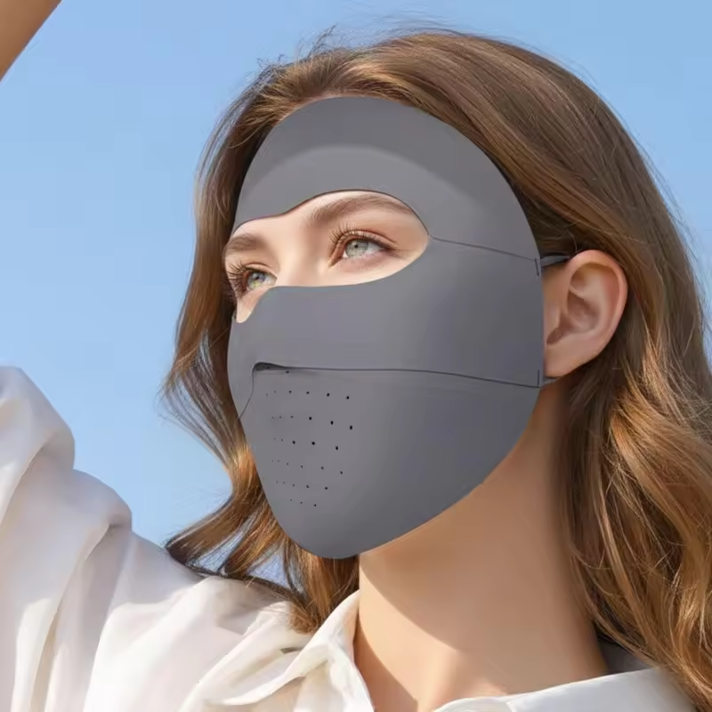 UPF 50+ Full Face Sun Protection Mask with Cooling Airthin Technology Ultra-Light Breathable Sunscreen Mask Adjustable Ear Loops