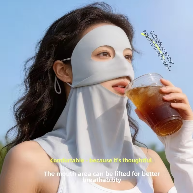 UPF100+ Sunscreen Face Mask Running & Cycling Breathable UV Protection Face Cover Shoulder/Neck Protection Facial