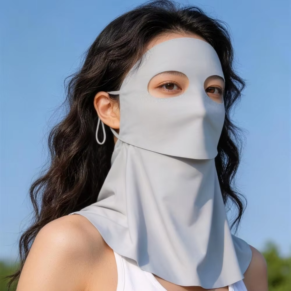 UPF100+ Sunscreen Face Mask Running & Cycling Breathable UV Protection Face Cover Shoulder/Neck Protection Facial