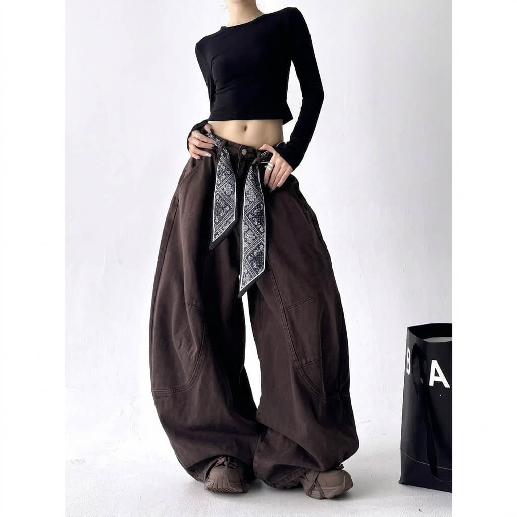 American Streetwear Baggy Jeans Women - Retro Harajuku Wide Leg Denim Pants, Casual Versatile High Waisted Trousers, Loose Fit Aesthetic Street Style