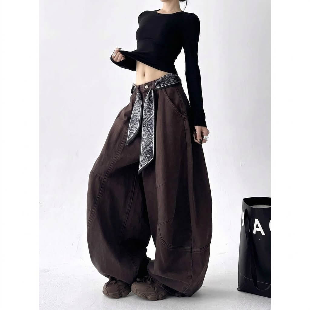 American Streetwear Baggy Jeans Women - Retro Harajuku Wide Leg Denim Pants, Casual Versatile High Waisted Trousers, Loose Fit Aesthetic Street Style