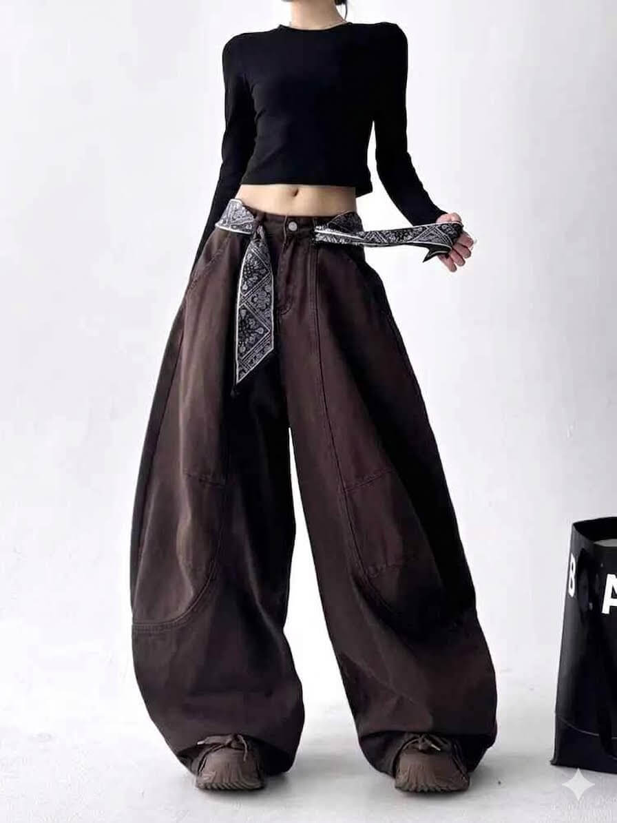 American Streetwear Baggy Jeans Women - Retro Harajuku Wide Leg Denim Pants, Casual Versatile High Waisted Trousers, Loose Fit Aesthetic Street Style