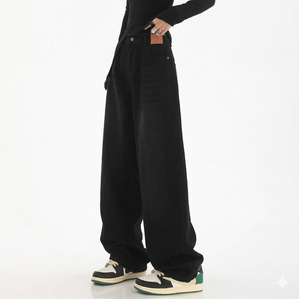 Women's Classic Retro Baggy Jeans - High Waisted Straight Leg Denim Trousers, Korean Fashion Daily Casual Loose Pants, Comfortable Long Denim 2026