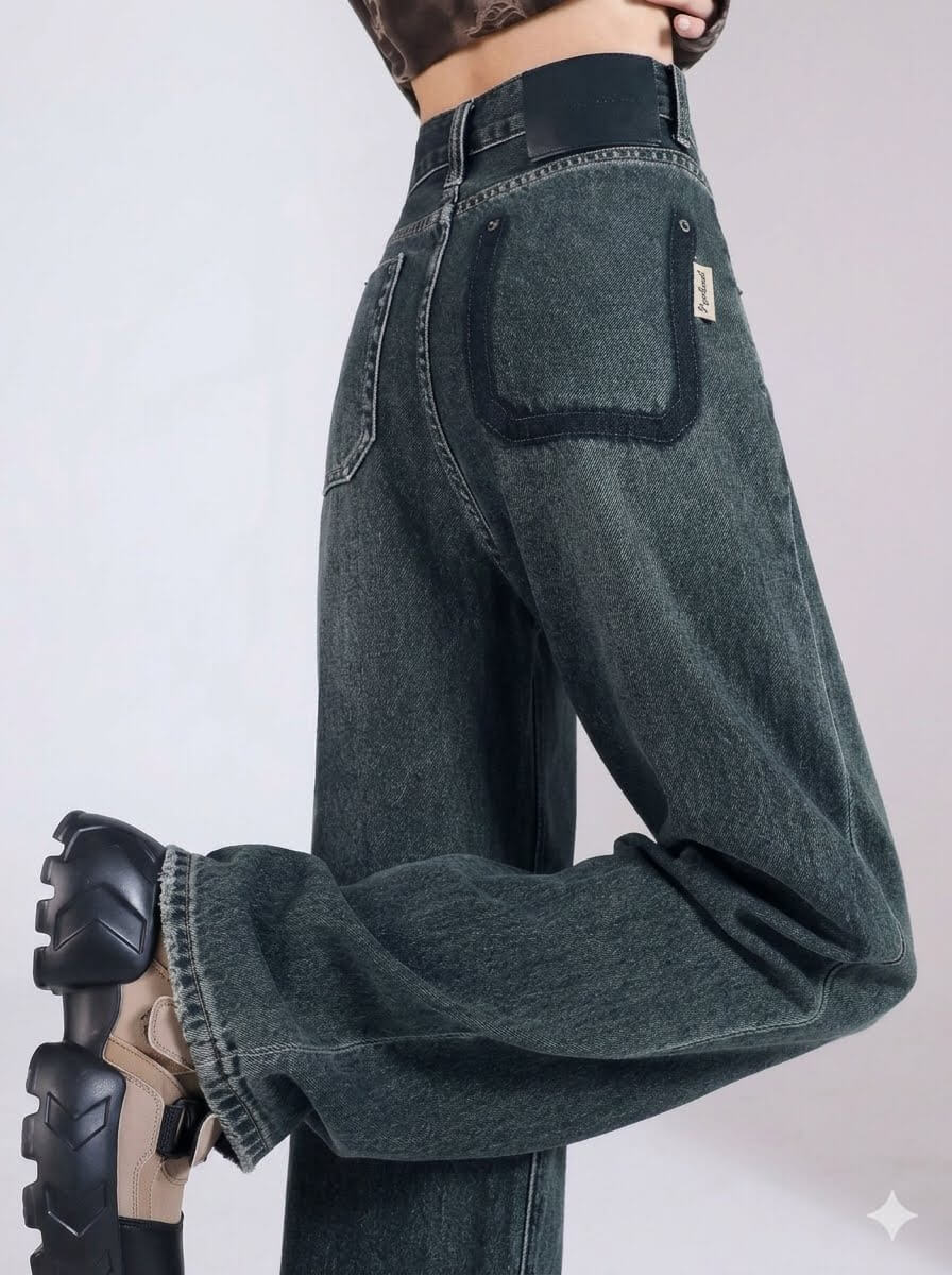 Women's Destroyed Baggy Jeans - High Waisted Wide Leg Denim Pants, Vintage Light Blue Straight Loose Fit Trousers, 2026 Autumn New Design