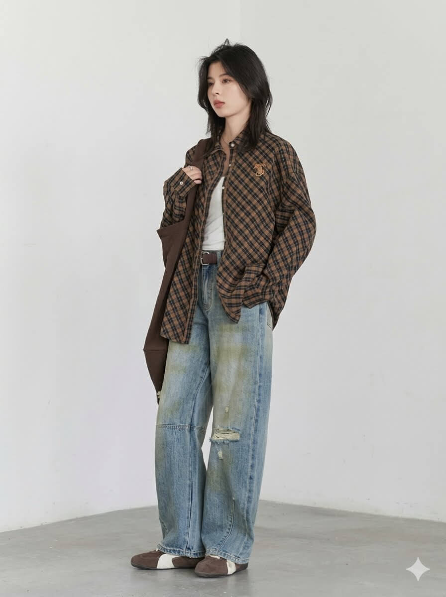Retro High-Waisted Wide-Leg Jeans - Women's Minimalist Loose Denim Trousers, Premium Spring Autumn Casual Pants 2026
