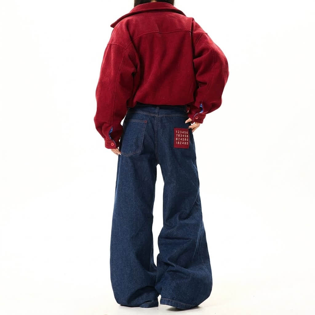 Korean Retro Blue Wide Leg Jeans - Loose Straight Leg Denim Trousers, Casual Baggy High Quality Pants, 2026 New Fashion Streetwear