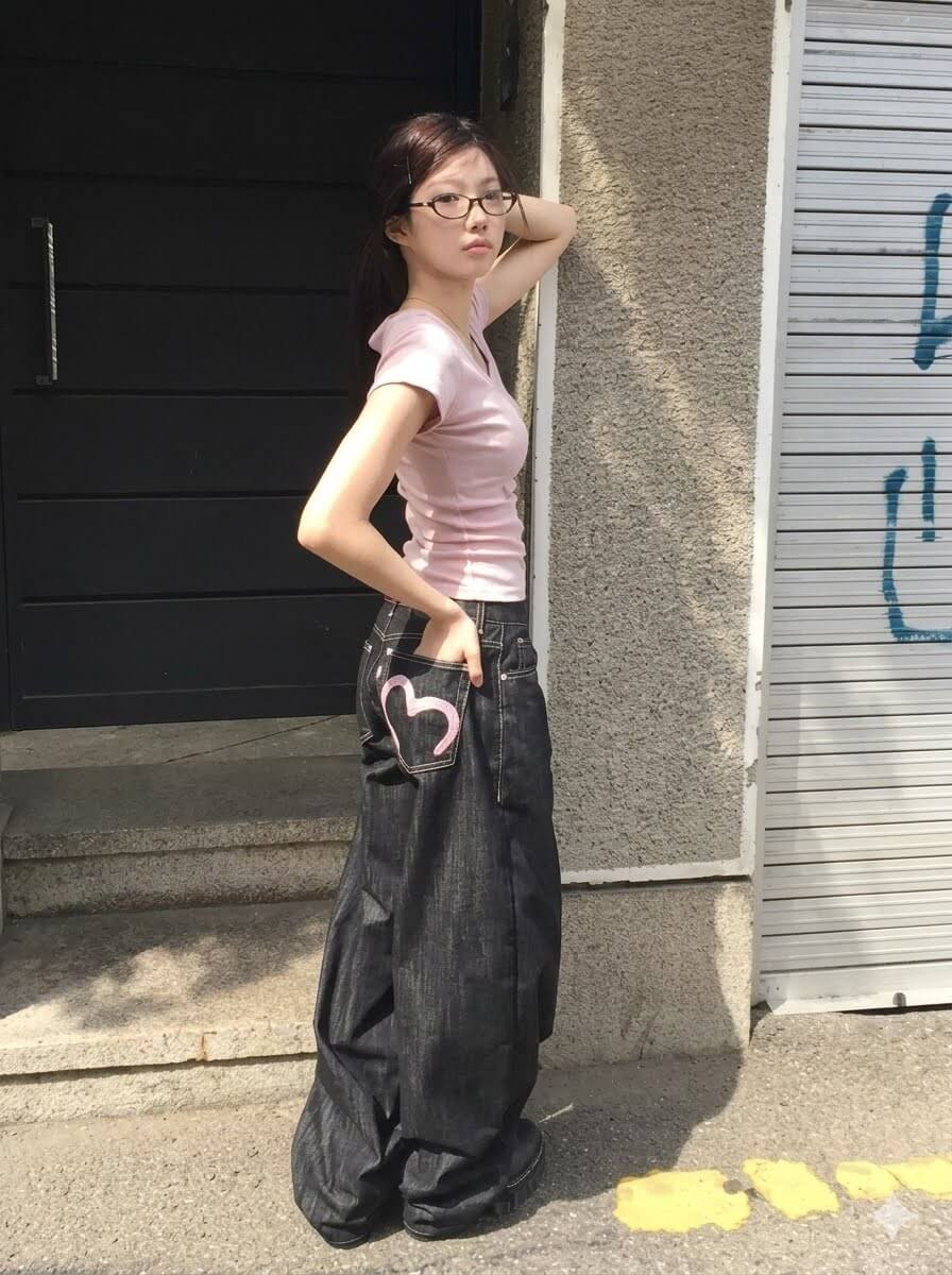 2026 Winter New In: Women's High-Waisted Baggy Jeans - Korean Retro Wide Fit Denim, Versatile Grunge Chic Trousers, Premium Retro Mom Jeans