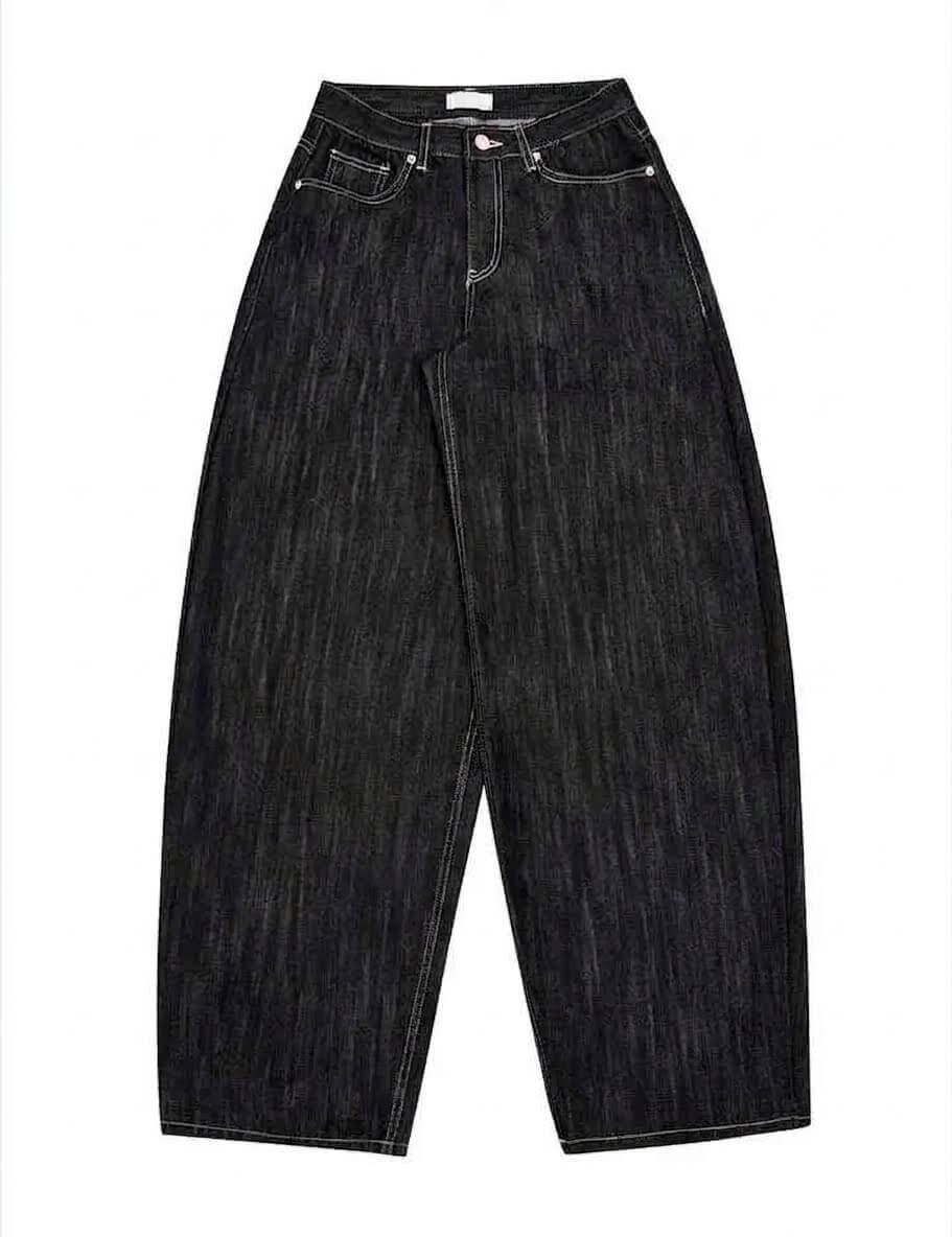 2026 Winter New In: Women's High-Waisted Baggy Jeans - Korean Retro Wide Fit Denim, Versatile Grunge Chic Trousers, Premium Retro Mom Jeans