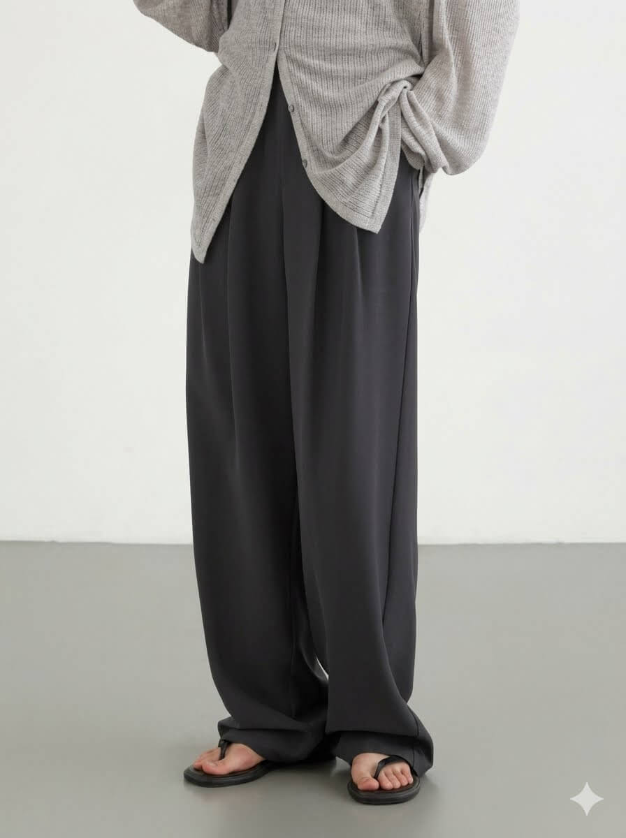 Summer Wide Leg Pleated Pants for Women - High Waist Casual Flowy Trousers, Breathable Office Wear, Stylish Straight Full-Length Pant 2026