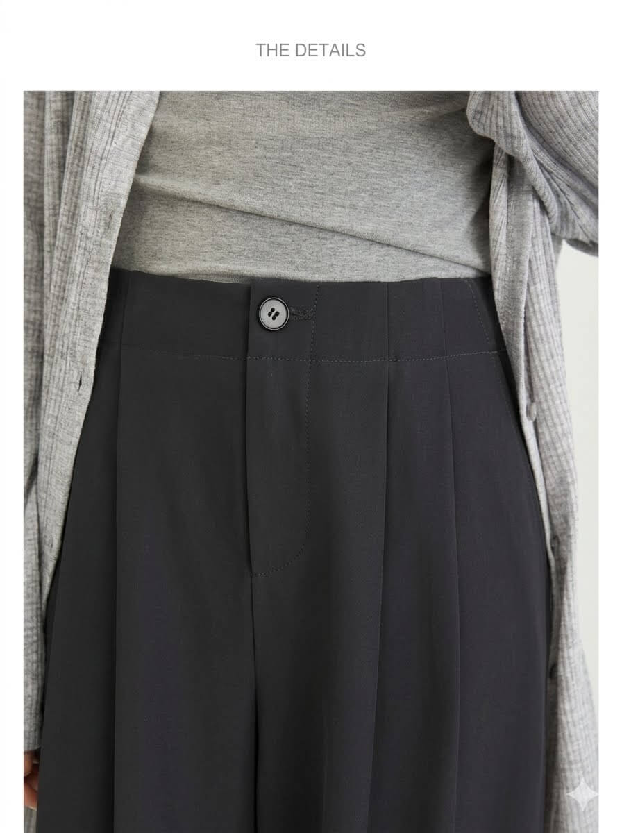Summer Wide Leg Pleated Pants for Women - High Waist Casual Flowy Trousers, Breathable Office Wear, Stylish Straight Full-Length Pant 2026
