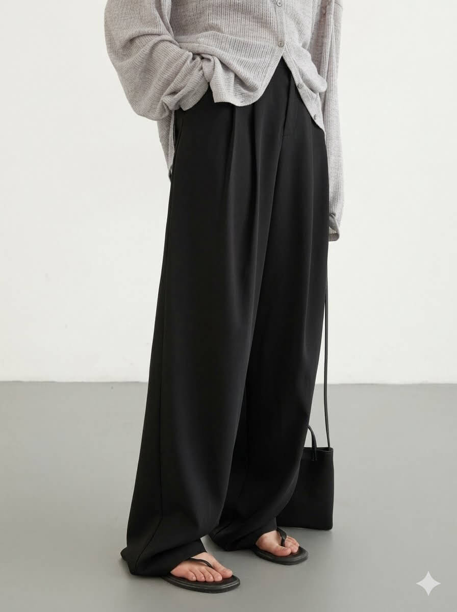Summer Wide Leg Pleated Pants for Women - High Waist Casual Flowy Trousers, Breathable Office Wear, Stylish Straight Full-Length Pant 2026