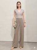 Minimalism 2026 Summer Wide-Leg Pants - Women's Premium Straight Basics, Solid Full-Length Casual Trousers, Chic Minimalist Wardrobe Essential