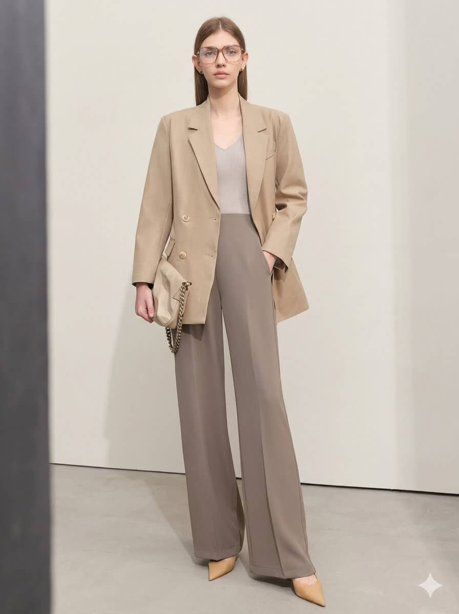 Minimalism 2026 Summer Wide-Leg Pants - Women's Premium Straight Basics, Solid Full-Length Casual Trousers, Chic Minimalist Wardrobe Essential