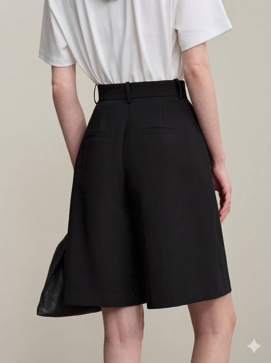 High Waisted Pleated Bermuda Shorts for Women | 2026 Summer Casual Wide-Leg Tailored Shorts Knee-Length Pants