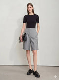 Women's Casual Office Wear Mid-Length Shorts | 2026 Summer New Versatile Straight Leg Knee Length Shorts with Pockets