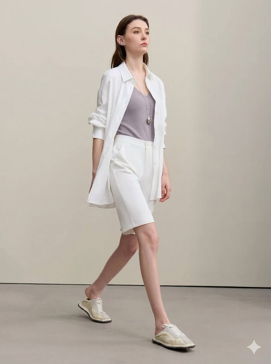 Women's Casual Office Wear Mid-Length Shorts | 2026 Summer New Versatile Straight Leg Knee Length Shorts with Pockets