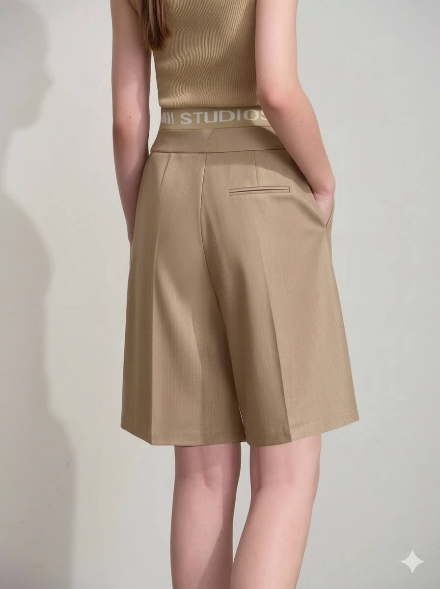Women's Casual Office Wear Mid-Length Shorts | 2026 Summer New Versatile Straight Leg Knee Length Shorts with Pockets