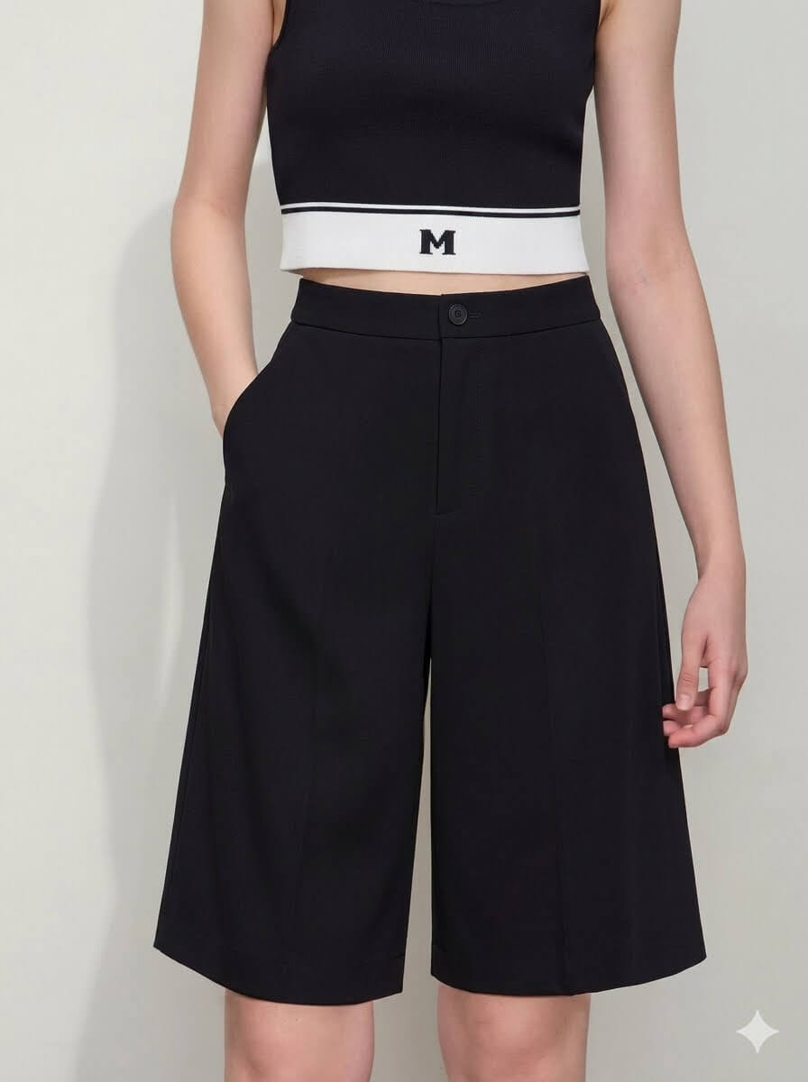 Women's Casual Office Wear Mid-Length Shorts | 2026 Summer New Versatile Straight Leg Knee Length Shorts with Pockets