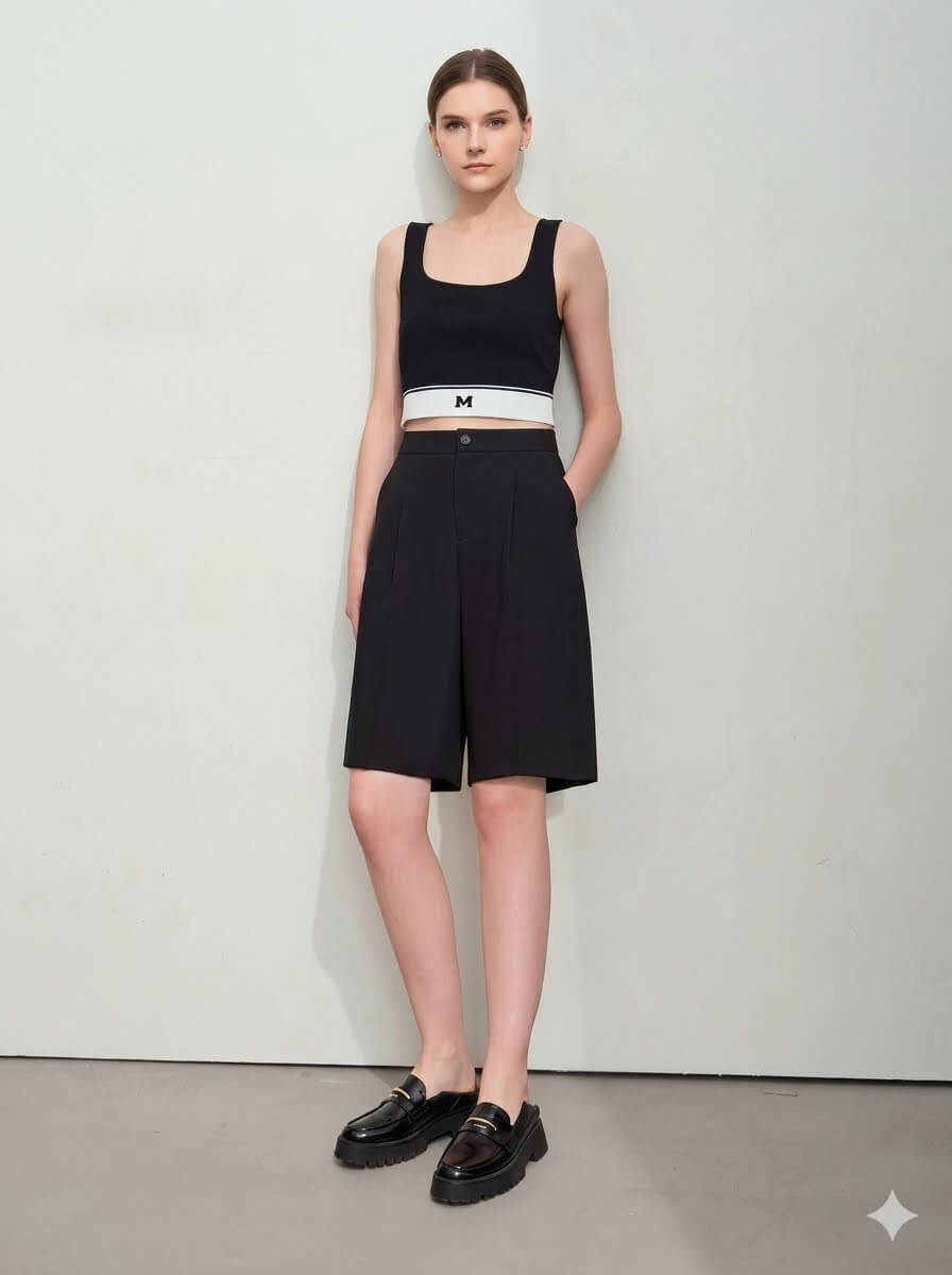 Women's Casual Office Wear Mid-Length Shorts | 2026 Summer New Versatile Straight Leg Knee Length Shorts with Pockets