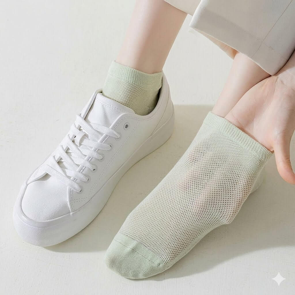 12-Pair Women's Thin Mesh Cotton Socks, Breathable Low Cut Ankle Socks Pack, Summer Ultra-Thin Short Socks for Girls & Women
