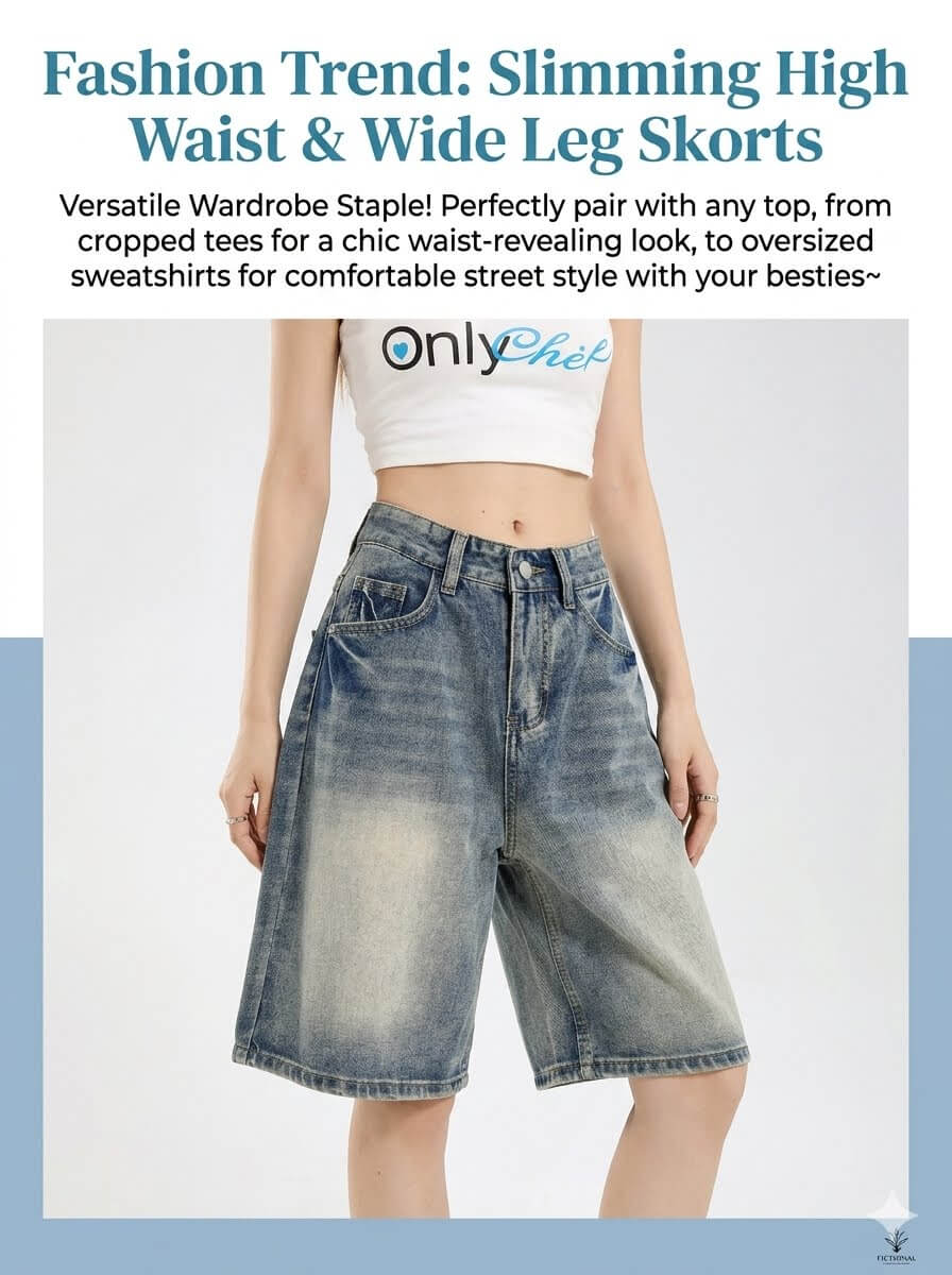 Korean Streetwear  Baggy Denim Shorts - Women's Loose Wide-Leg Straight Jeans - Summer Hot Shorts