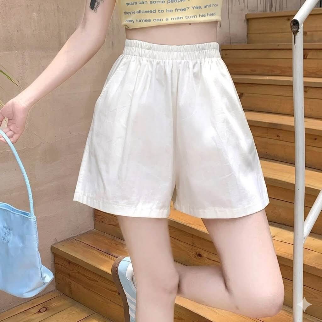 Korean Style Baggy Cargo Shorts Women | 2026 Summer Casual Solid High Waist Wide Leg Washed Cotton Slacks