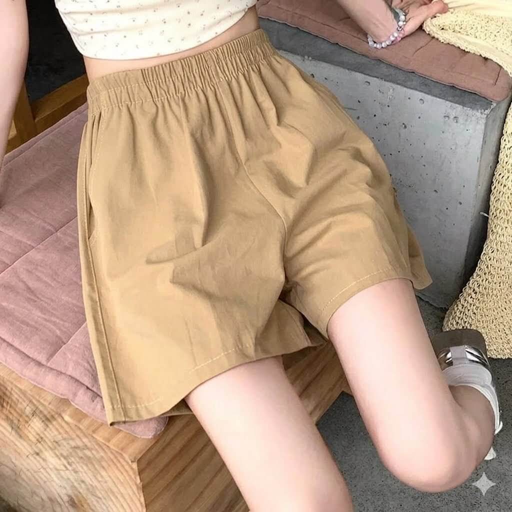 Korean Style Baggy Cargo Shorts Women | 2026 Summer Casual Solid High Waist Wide Leg Washed Cotton Slacks