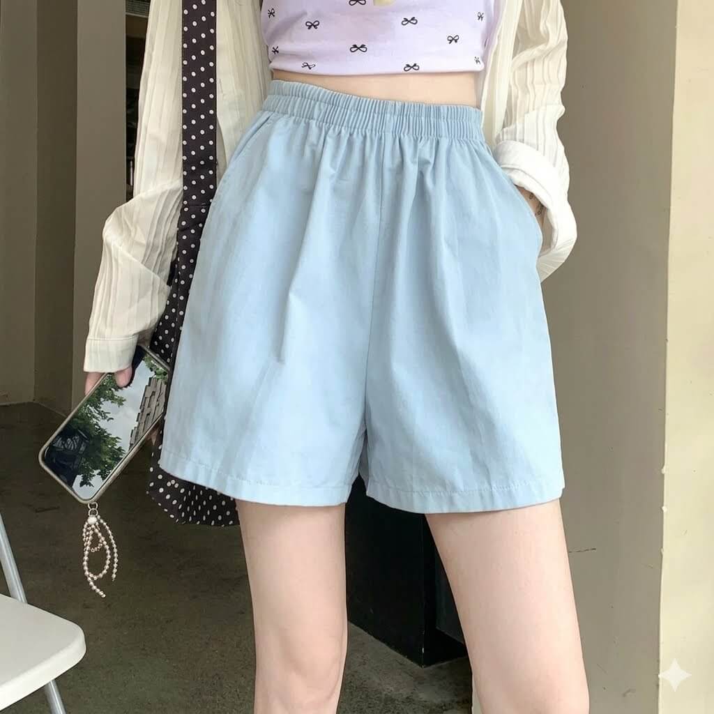 Korean Style Baggy Cargo Shorts Women | 2026 Summer Casual Solid High Waist Wide Leg Washed Cotton Slacks