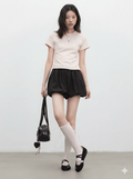 Korean Fashion Elastic High Waist Paperbag Shorts | Women's 2026 Summer Casual Flower Bud Wide Leg Culottes