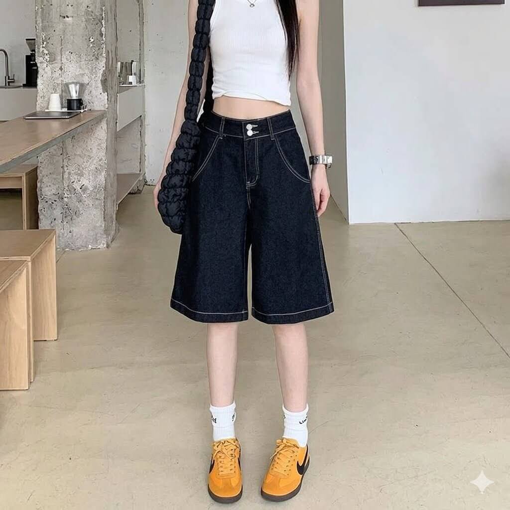 Vintage High Waisted Baggy Denim Shorts | Women's Oversized Harajuku Wide Leg Streetwear Jorts