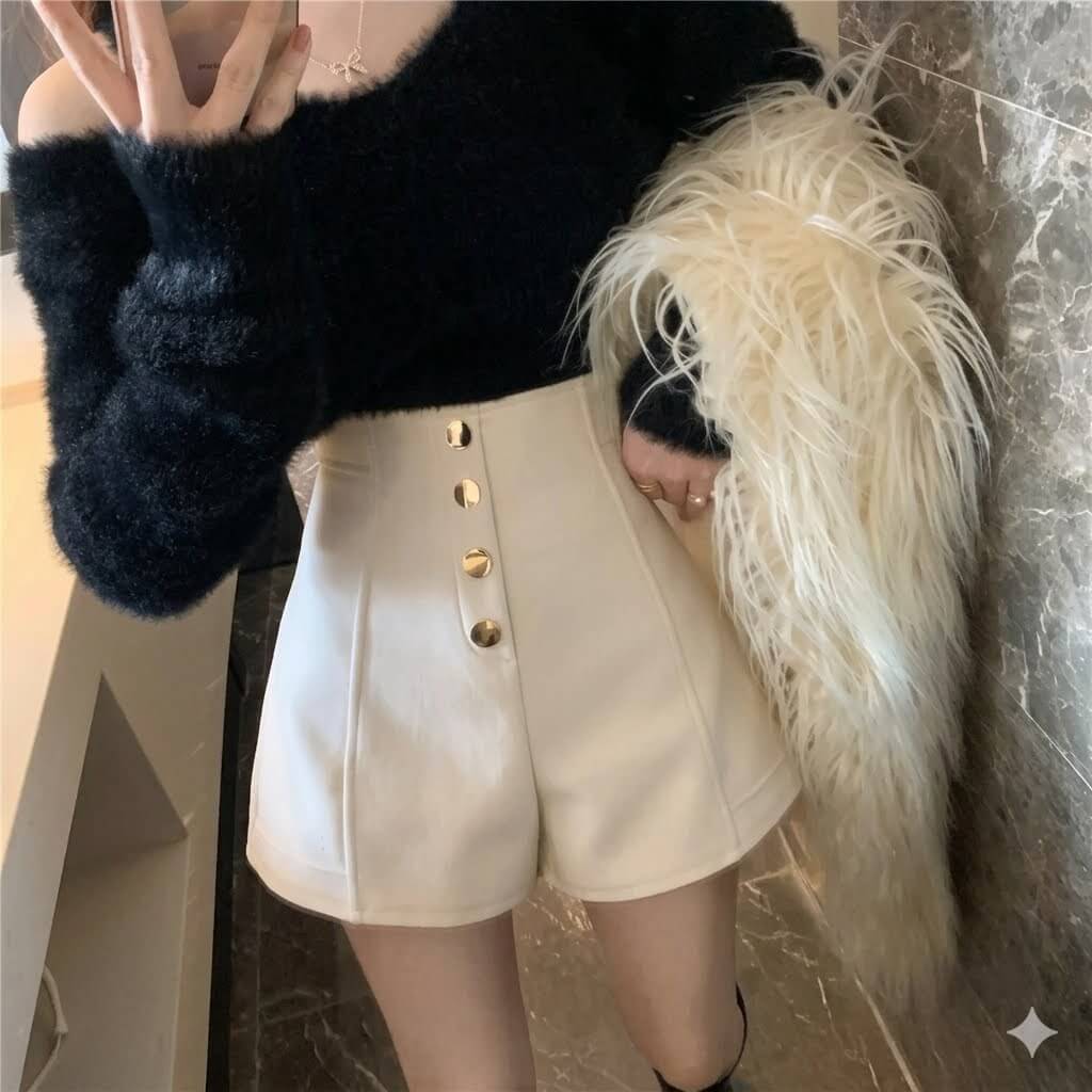 High Waisted Single-Breasted Wide Leg Shorts for Women | Summer Casual A-Line Tailored Shorts with Pockets