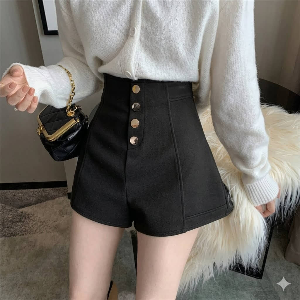 High Waisted Single-Breasted Wide Leg Shorts for Women | Summer Casual A-Line Tailored Shorts with Pockets