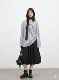 Korean Women Black Puff Midi Skirt, Casual Elastic Waist Flower Bud Bubble Skirt for Girls, 2026 Spring Summer New Arrival