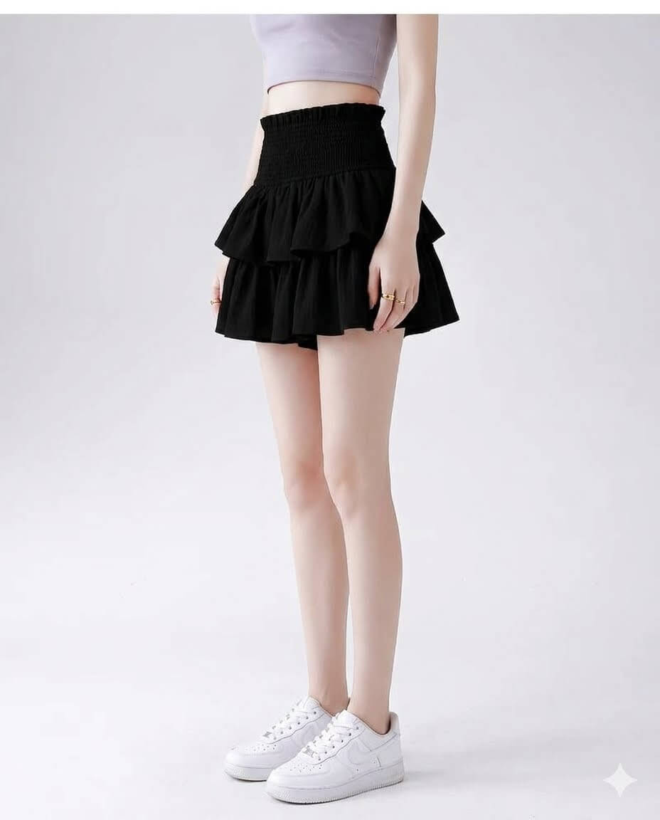 High-Waisted Tiered Ruffle Puffy Skirt - Sweet Ballet Style Mini Skirt for Women, Summer A-Line Short Skirt