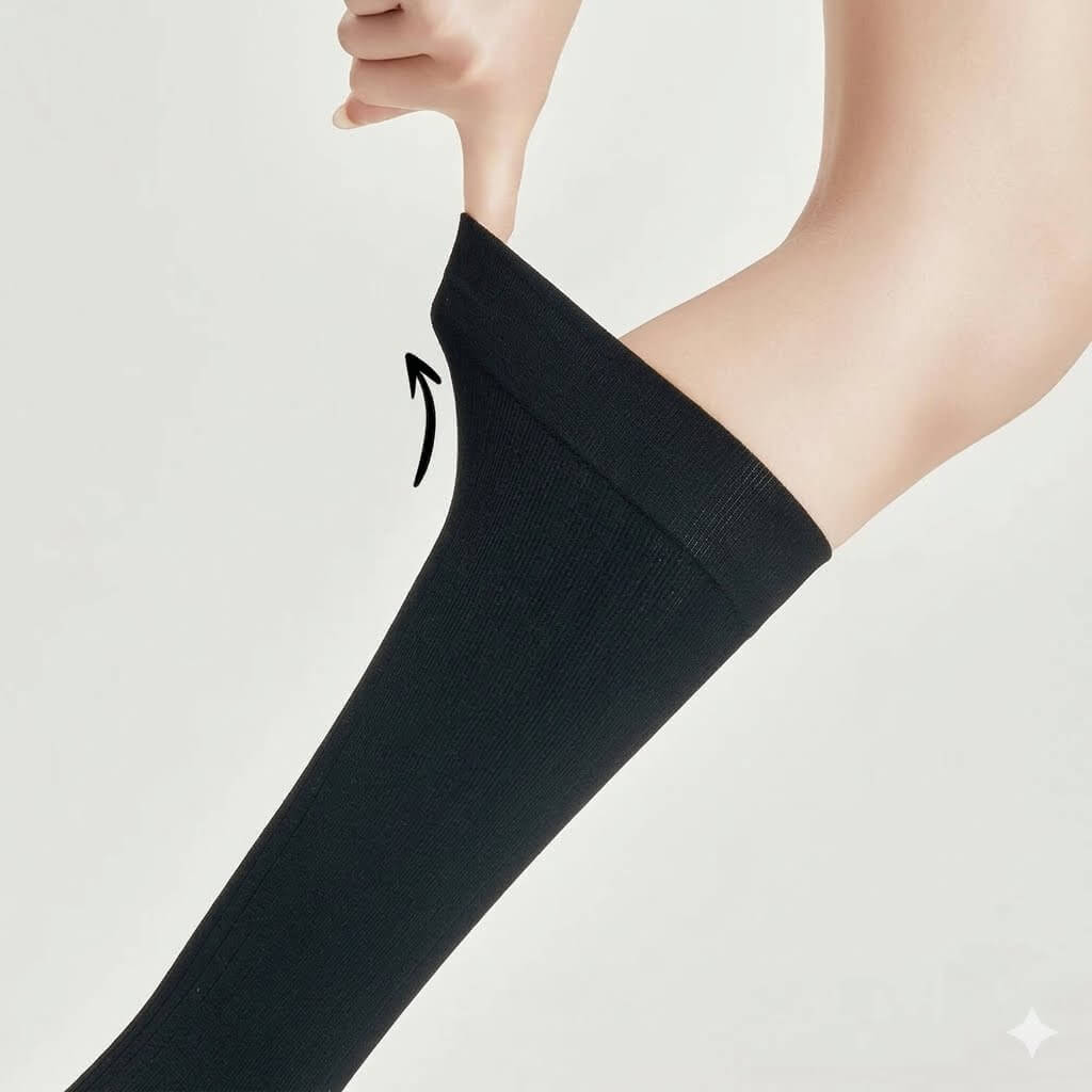 Slimming Knee High Compression Socks for Women, Autumn Ribbed Calf Socks, Korean Style Long Tube Stockings, Leg Shaping Anti-Slip Boot Socks