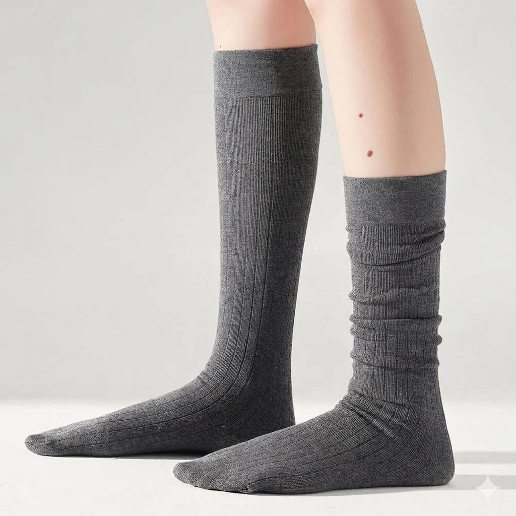 Slimming Knee High Compression Socks for Women, Autumn Ribbed Calf Socks, Korean Style Long Tube Stockings, Leg Shaping Anti-Slip Boot Socks