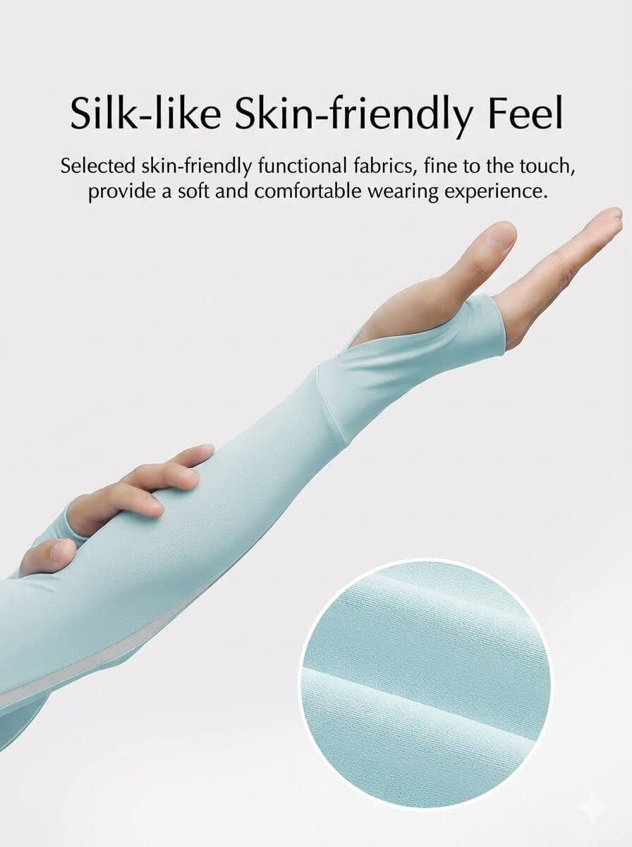 Ice Silk Cooling Arm Sleeves with Thumb Hole, UPF 50+ UV Sun Protection Sleeves, High Elastic Sports Compression Sleeves for Men & Women