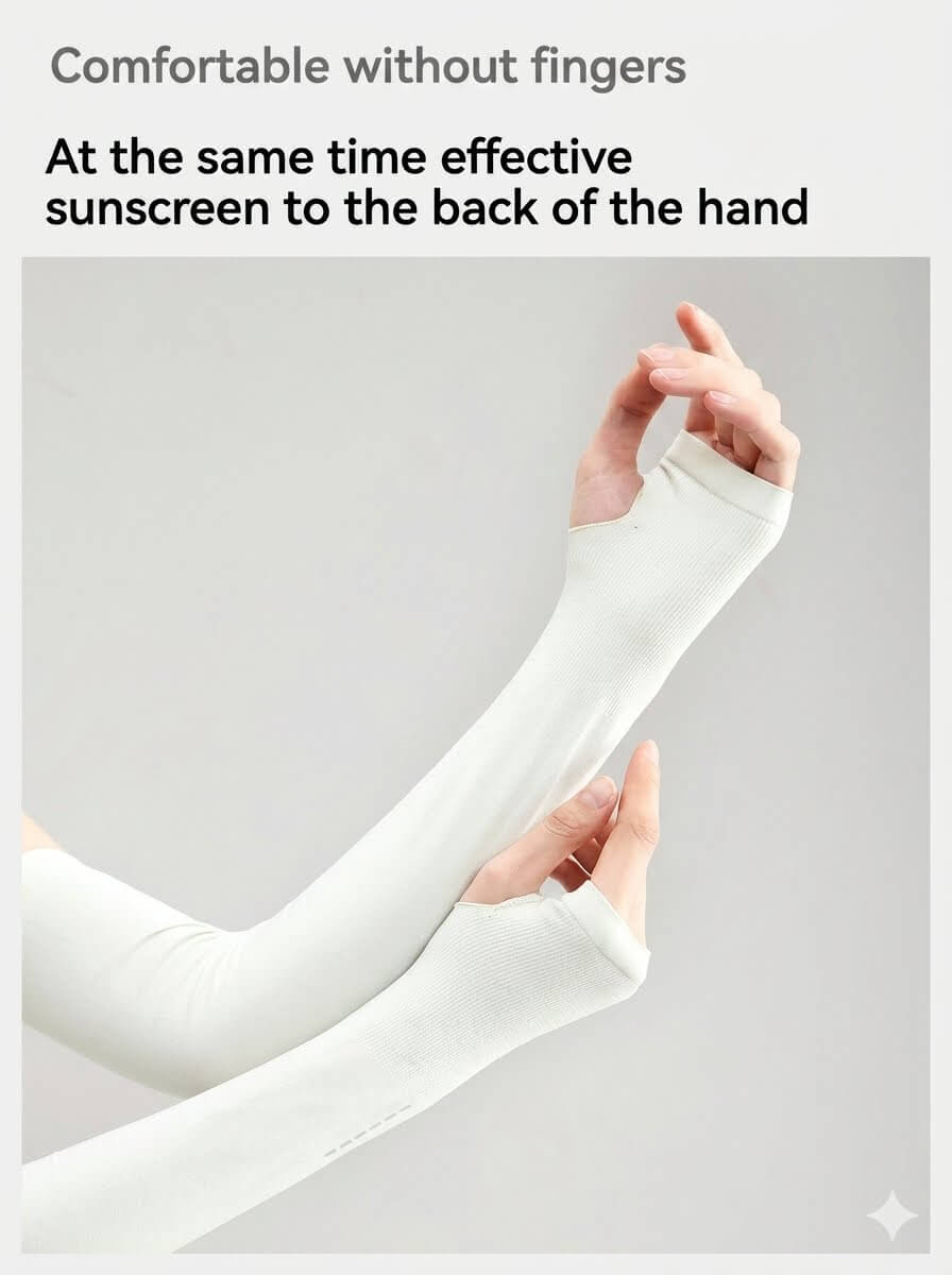 Summer Cooling Arm Sleeves Pack, UPF50+ UV Sunblock Long Fingerless Gloves, High Elastic Breathable Ice Silk Sports Tattoo Cover Up