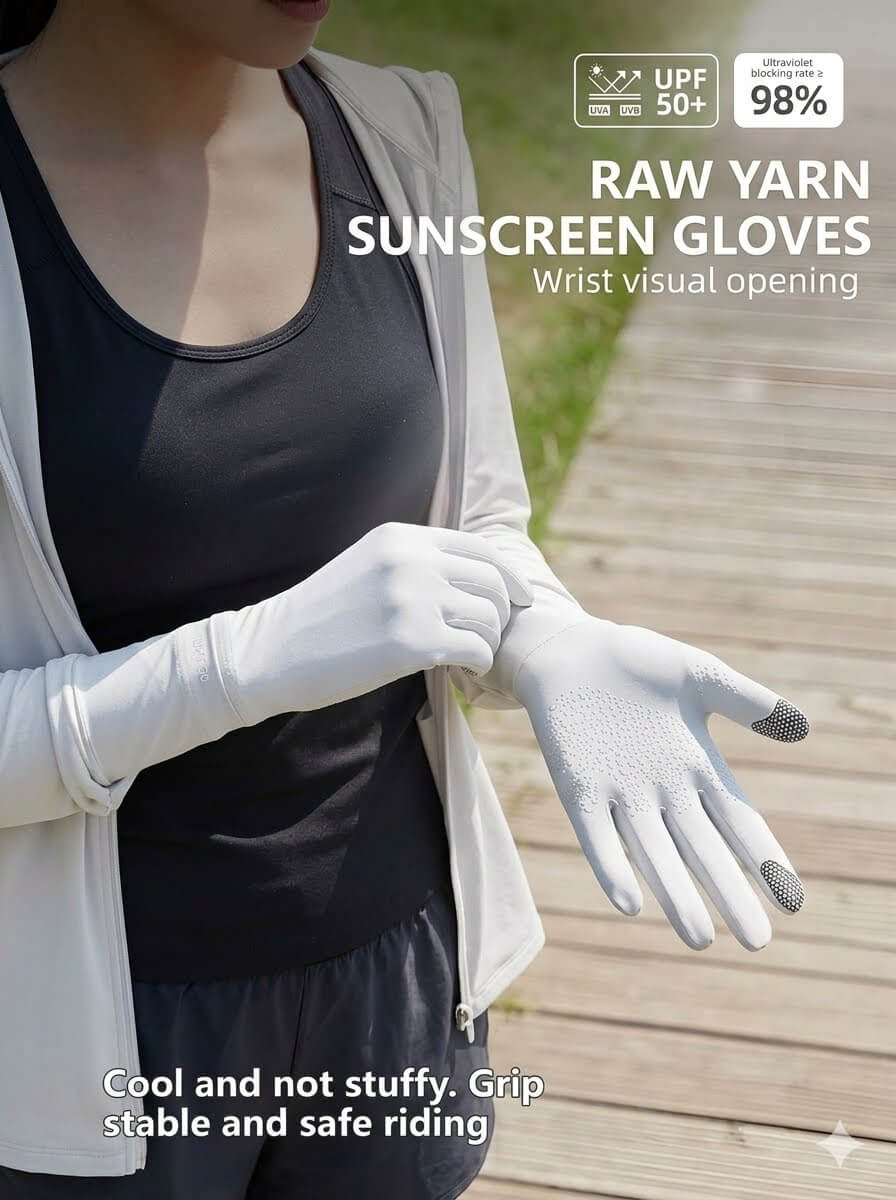 UPF 50+ Sun Protection Gloves for Women & Men | Ice Silk Cooling Long Sleeve Driving Gloves | Touchscreen, Anti-Slip, Extended Length for Cycling, Golf, Outdoor Sports