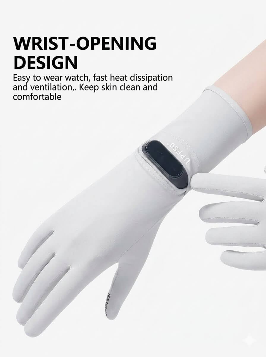 UPF 50+ Sun Protection Gloves for Women & Men | Ice Silk Cooling Long Sleeve Driving Gloves | Touchscreen, Anti-Slip, Extended Length for Cycling, Golf, Outdoor Sports